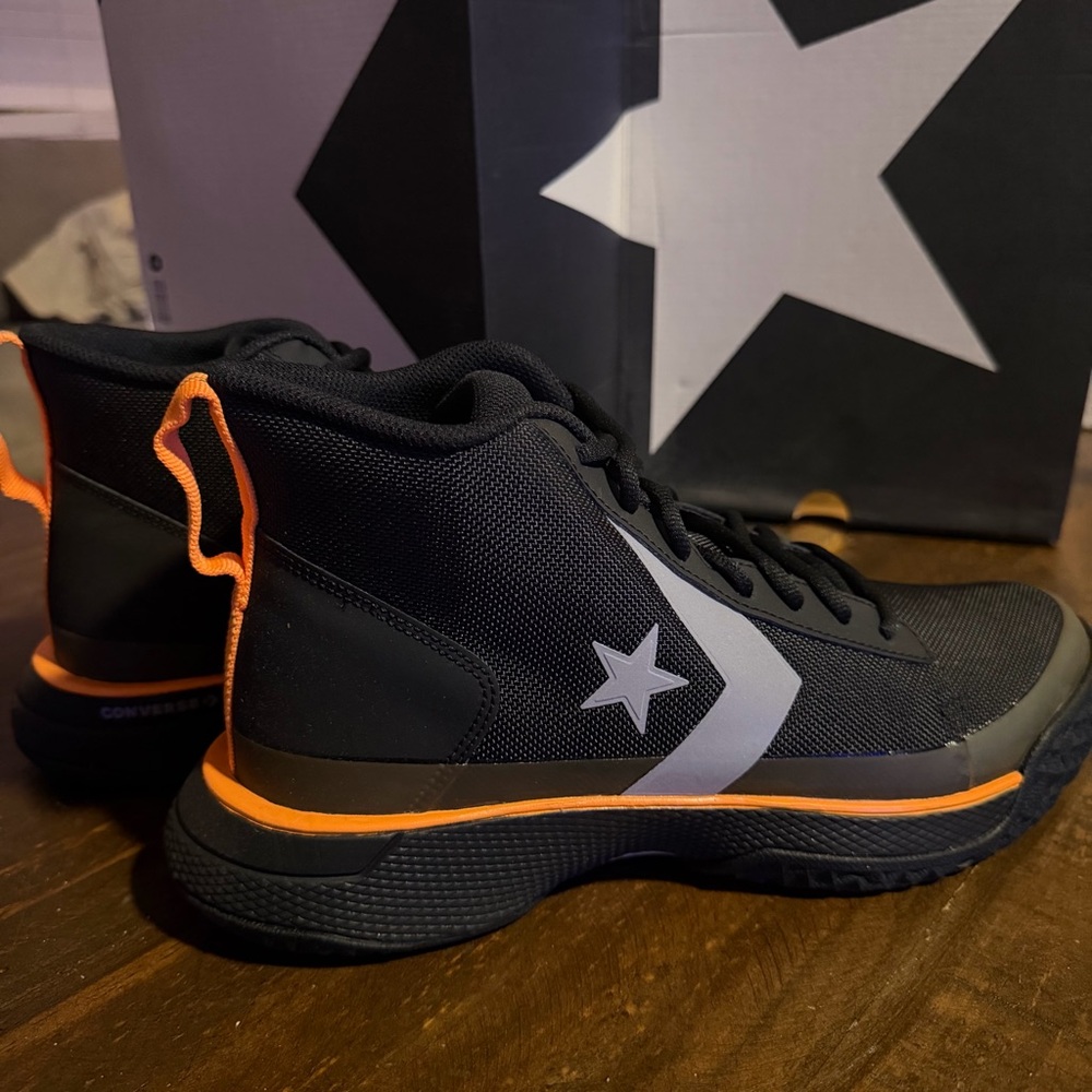 New Converse Black & Orange High-Tops Star Logo Colab Tinker Hatfield Size 9M